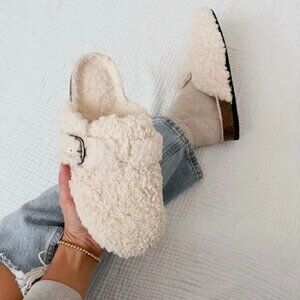 NEW Women's Nyla Faux Shearling Clog Slippers - Auden™ Ivory 11